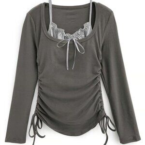 GRL Frill Ribbon Camisole & Drawstring Top Ensemble
